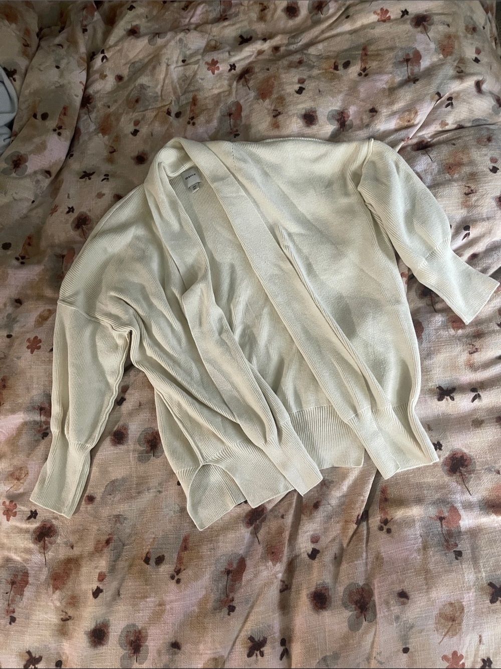 Urban Outfitters Cream Open-Front Knit Cardigan